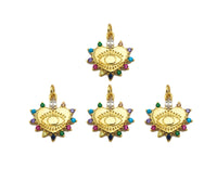 CZ Evil Eye On Heart Shape Charm, 17x19mm,Sku#Z1286