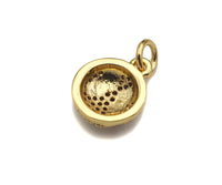 CZ Micro Pave Gold Silver Baseball Charm, Cubic Zirconia Baseball Pendant, Sport Ball Charm, 10x12/11x13mm,Sku#F1353