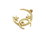 CZ Micro Pave Double Cresent Moon With Star Shape Pendan,Big CZ Dainty Gold Charm, Necklace Bracelet Charm Pendant,26x28mm, Sku#F1385