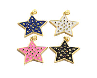 Enamel Colorful Five Star with colorful cz Pendant,CZ Micro Pave Oil Drop pendant,Enamel Jewelry,30x30mm,sku#F972