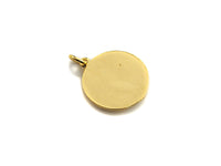 Medallion heart Pendant, Embossment Disc Pendant, Cubic Zirconia Pendant, Gold Tone, 18x20mm, Sku#Z692