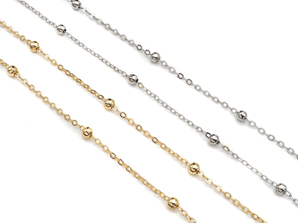 2x4mm High Quality Satellite Chain, Gold Filled Beaded Chain, Satellite Chain By the Yard, Bead chain, Gold Rosary Chain, sku#M358 Bestbeads&Beyond