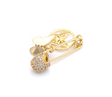 Colorful CZ Micro Pave Butterfly On Safety Pin Shape Pendant/Charm, 18K Gold Filled Charm, Necklace Bracelet Charm Pendant,8x30mm,Sku#F1409