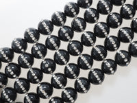6mm/8mm/10mm/12mm Round Black Onyx with rhinestone inlaid, Natural Gemstone Beads, 15.5inch Full strand, SKU#V18
