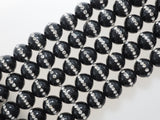 6mm/8mm/10mm/12mm Round Black Onyx with rhinestone inlaid, Natural Gemstone Beads, 15.5inch Full strand, SKU#V18
