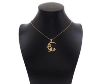 CZ Micro Pave Double Cresent Moon With Star Shape Pendan,Big CZ Dainty Gold Charm, Necklace Bracelet Charm Pendant,26x28mm, Sku#F1385