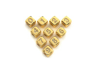 Arabic Number Beads, CZ Pave Dice Large Hole Spacer Beads, Birthday Beads, Initial beads, Number Beads, 8.5mm,sku#Z721/722