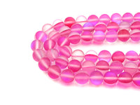 Matte HOT PINK Spectrolite Aura Quartz Beads,  Matte Round 6