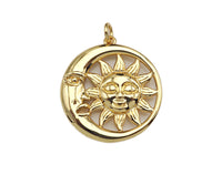 CZ Micro Pave Sunflower SUN Cresent Moon Pendant/Charm,Sku#L402