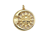 CZ Micro Pave Sunflower SUN Cresent Moon Pendant/Charm,Sku#L402