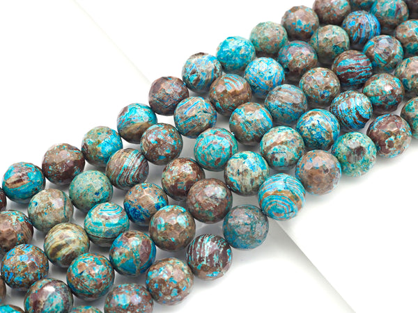 Natural Quality Blue Oak Jasper Round Faceted Beads,6mm/8mm/10mm/12mm/14mm Jasper, 15.5'' Full Strand, Sku#U1140