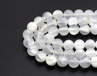 Natural Gypsum Selenite Beads, Round Smooth 6mm/8mm/10mm Sel