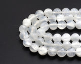 Natural Gypsum Selenite Beads, Round Smooth 6mm/8mm/10mm Sel