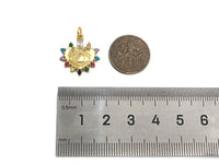 CZ Evil Eye On Heart Shape Charm, 17x19mm,Sku#Z1286