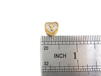 New Trendy Gold Mother of Pearl  A-Z 26 Initials Letter Heart Space Beads, Initial Letter Beads, 7x9x10mm,sku#G420