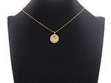 Medallion heart Pendant, Embossment Disc Pendant, Cubic Zirconia Pendant, Gold Tone, 18x20mm, Sku#Z692