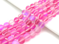 Matte HOT PINK Spectrolite Aura Quartz Beads,  Matte Round 6