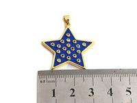 Enamel Colorful Five Star with colorful cz Pendant,CZ Micro Pave Oil Drop pendant,Enamel Jewelry,30x30mm,sku#F972