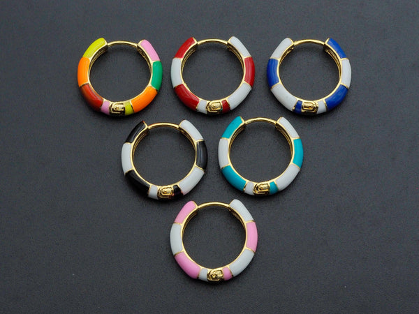 Colorful Enamel Round Ring Latch Back Earring,SKU#J156C