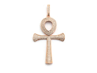 CZ Micro Pave Ankh Cross Pendant,Cubic Zirconia Paved Charm, Necklace Bracelet Charm Pendant, 33x52mm,sku#F695