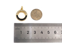Clear Micro Pave CZ with Enamel Round Ring Pendant, Black Whtile Red Enamel Doughnut, Colorful Enamel Round Ring, 17x20mm, sku#LK162