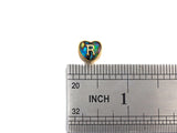 New Trendy Abalone Gold Heart Beads, A-Z 26 Initials Letter Space Beads, Initial Letter Charm, 7x9x10mm,sku#G421