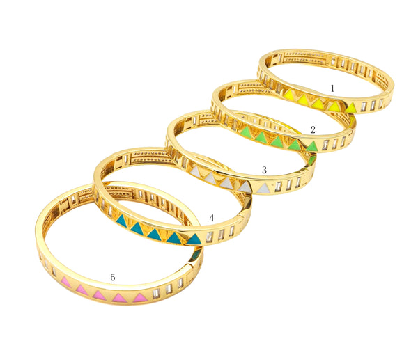 Colorful Enamel Triangle Patten Bracelet, Sku#X206