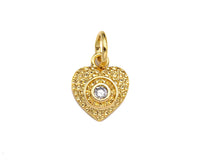 CZ Micro Pave Evil Eye On Heart Pendant/Charm, Bracelet Necklace Cubic Zirconia  Heart Pendant Charm, Silver/Gold Tone,9x10mm,sku#Z1255C