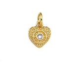 CZ Micro Pave Evil Eye On Heart Pendant/Charm, Bracelet Necklace Cubic Zirconia  Heart Pendant Charm, Silver/Gold Tone,9x10mm,sku#Z1255C