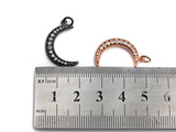 CZ Micro Pave Half Moon Pendant, Cubic Zirconia Pave Pendant/Charm, Necklace Pave Pendant, 14x23mm, sku#Z828