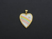 Enamel Colorful Rainbow Heart Shape Pendant,CZ Micro Pave Oil Drop pendant,Enamel pendant,Enamel Jewelry, 19x23mm,sku#F1070