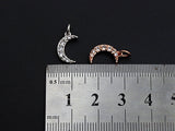 CZ Micro Pave Cresent Moon Pendant/Charm, Clear Cubic Zirconia Pave Charm, Silver/Gold/Rose Gold/Black Plated, 10x13mm, sku#Z778