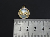 Mother-of-pearl Inlay Mama Letter And Heart Round Pendant/Charm, Mama Letter Shape Pendant, Mom Charm, Mother's day Charm,16mm,Sku#Z798