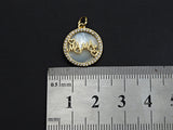 Mother-of-pearl Inlay Mama Letter And Heart Round Pendant/Charm, Mama Letter Shape Pendant, Mom Charm, Mother's day Charm,16mm,Sku#Z798