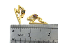 Colorful CZ Micro Pave Lighting Shape Clasp, Gold Plated Lighting Shape Clasp, Pave Lock, Carabiner Clasp, 15x28mm, sku#K84