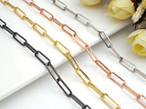 15x5mm Gold Black Silver Rose Gold Rectangle Chain, Cable Chain, Paper Clip Chain, sku#E517