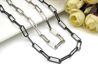 15x5mm Gold Black Silver Rose Gold Rectangle Chain, Cable Chain, Paper Clip Chain, sku#E517