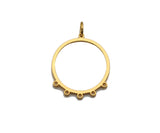 18K Gold Round Ring Shaped Pendant/Charm, Gold Ring Cubic Zirconia Pendant Charm,Earring Necklace Bracelet making findings, 18x21mm,sku#Y320