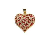 Red Black White Enamel Heart Shape Pendant with Gold Finish, Enamel Heart, Colorful Enamel Heart, 23x22mm, Sku#LK163