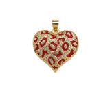Red Black White Enamel Heart Shape Pendant with Gold Finish, Enamel Heart, Colorful Enamel Heart, 23x22mm, Sku#LK163