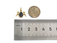 Enamel Teardrop With Angel Wing Shape Cubic Zirconia Charm, Necklace Bracelet Eearring Charm in Gold/Silver,14x11mm,sku#L325