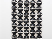 6mm/8mm/10mm/12mm Round Black Onyx with rhinestone inlaid, Natural Gemstone Beads, 15.5inch Full strand, SKU#V18