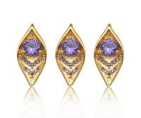Gold Filled Violet CZ Micro Pave Oval Shape Pendant, 14K Gold Filled Charm, Necklace Bracelet Charm Pendant,9x19mm,Sku#CP35