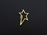 Matte Gold Clear CZ Micro pave Star Shape Clasp, CZ Pave Clasp, Matte Light Gold Carabiner Clasp, 21x32mm, sku#H201