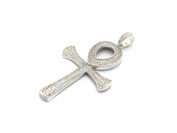 CZ Micro Pave Ankh Cross Pendant,Cubic Zirconia Paved Charm, Necklace Bracelet Charm Pendant, 33x52mm,sku#F695