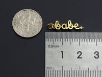 Gold/Silver CZ Micro Pave Babe Letter Shape Pendant, Alphabet Pave Pendant, Real Gold plated, 7x18mm, Sku#Z1153