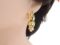 Gold Twisted Hoop Earrings, Statement Hoops, sku#J297