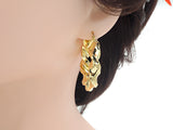 Gold Twisted Hoop Earrings, Statement Hoops, sku#J297