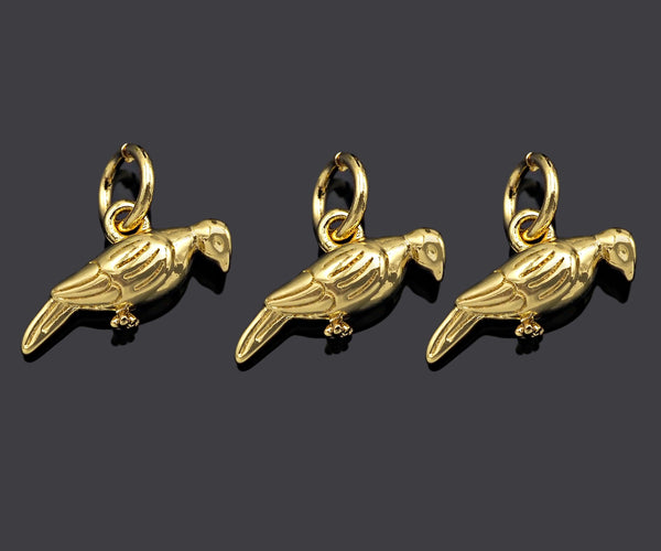 18K Dainty Gold Bird Shape Pendant/Charm, Cute Bird Charm, Necklace Bracelet Charm Pendant,6x13mm, Sku#Y399