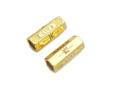 Gold Live Word North Star Hexagon Tube, Sku#Y414 Bestbeads&Beyond